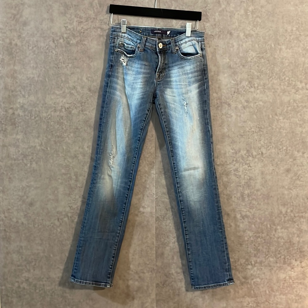 Vigoss Low Mid Rise London Straight Retro 90s Distressed Jeans 2000s